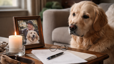 Trauriger Hund mit Erinnerungen